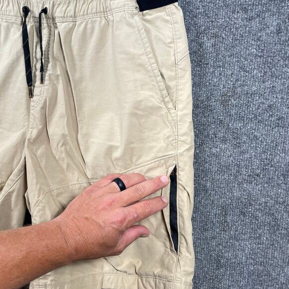 Eddie Bauer Casual Chino Shorts Men's Large Beige Stretch Waist Draw Zip Pockets - Picture 6 of 12